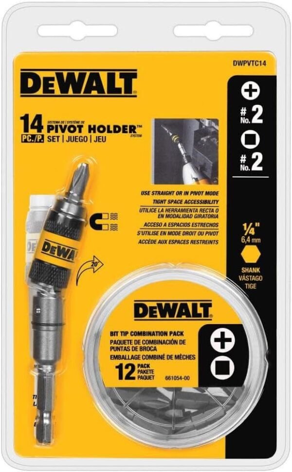 617YFOieo2L._AC_SL1000_.jpg Pivot Bit Holder Set with Screwdriving Bits and Magnetic Bit Holder, 14 Piece (DWPVTC14)