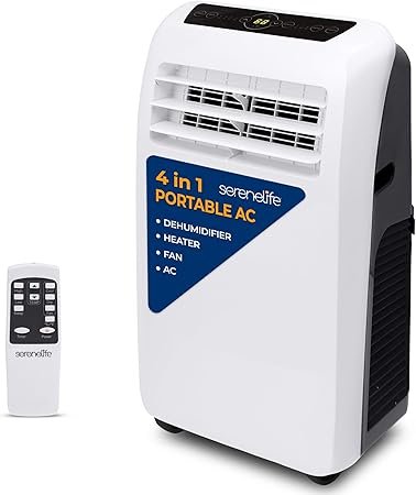 SereneLife SLACHT128.5 Portable Air Conditioner and Heater-Compact Home AC Cooling and Heating Unit with Built-in Dehumidifier & Fan Modes, Includes Window Mount Kit (12,000 BTU), White