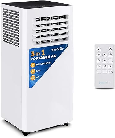713gWo3FpXL._AC_SY450_.jpg SereneLife SLPAC105W.5 Portable Air Conditioner-Compact Home A/C Cooling Unit with Built-in Dehumidifier & Fan Modes, Includes Window Mount Kit (10,000 BTU), White