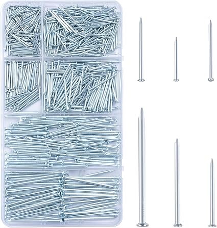71BqfAUETPL._AC_SX425_.jpg KURUI 700pcs Hardware Nails for Hanging Pictures Assorted Kit, Up to 2"-Long Picture Hanging Nails for Wall Drywall Wood, Finish Nails Assortment Kit, 640 Frame Nails and 60 Small Finishing Nails