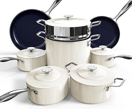 71GafdDNQBL._AC_SX450_.jpg Nuwave Lux 13pc Forged Lightweight Cookware Set PFAS Free, Healthy G10 Duralon Ceramic Coating, Ultra Non-Stick, Stay-Cool Handles, Works on All Cooktops & Induction Ready