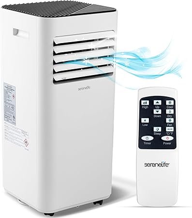 71VrDcaNLCL._AC_SY450_.jpg SereneLife SLPAC180W Portable Conditioner-3-in-1 Compact Standing Air Conditioner for Room Up to, Floor AC Unit with Remote Control, Universal Casters, Window Mount Kit