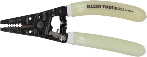41291ptZMrL._AC_SL1000_.jpg Klein Tools 11055GLW Wire Stripper / Cutter, Made in USA, Klein-Kurve Stripper / Cutter, 10-18 AWG Solid, 12-20 AWG Stranded Wire, Glow in the Dark Grips