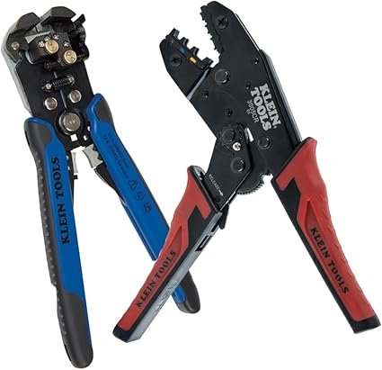 513zWCU7oqL._AC_SX425_.jpg Klein Tools 80013 Wiring Tool Kit with Automatic Wire Stripper and Ratcheting Insulated Terminal Crimper, Great Electrical Tool Kit, 2-Piece